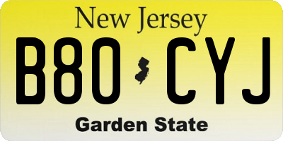 NJ license plate B80CYJ