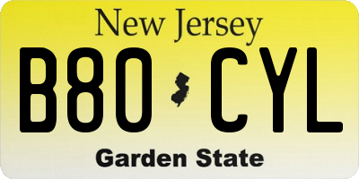 NJ license plate B80CYL
