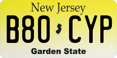 NJ license plate B80CYP