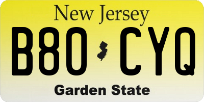 NJ license plate B80CYQ