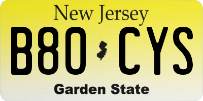 NJ license plate B80CYS