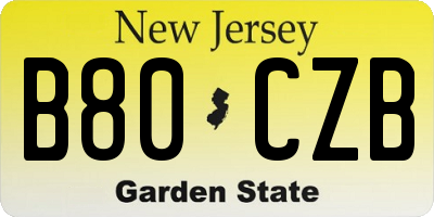 NJ license plate B80CZB