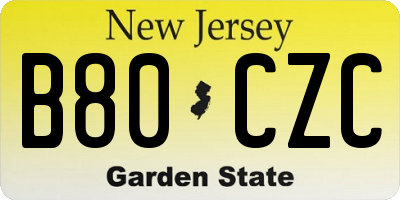 NJ license plate B80CZC