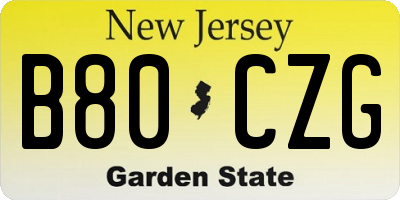 NJ license plate B80CZG