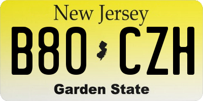 NJ license plate B80CZH