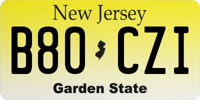 NJ license plate B80CZI