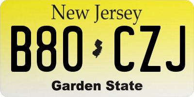 NJ license plate B80CZJ