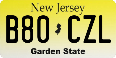 NJ license plate B80CZL