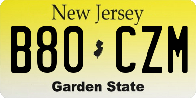 NJ license plate B80CZM