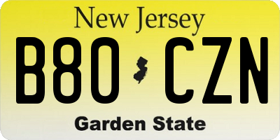NJ license plate B80CZN