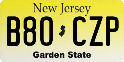 NJ license plate B80CZP