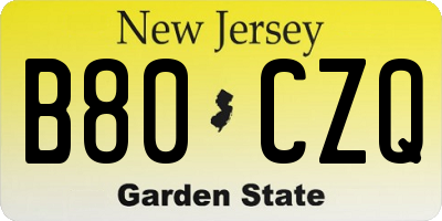 NJ license plate B80CZQ