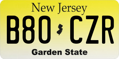 NJ license plate B80CZR