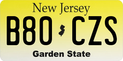NJ license plate B80CZS