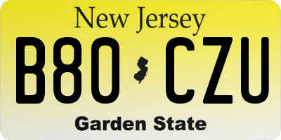NJ license plate B80CZU
