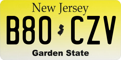 NJ license plate B80CZV