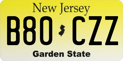 NJ license plate B80CZZ