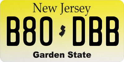 NJ license plate B80DBB