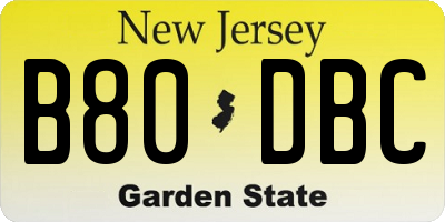 NJ license plate B80DBC
