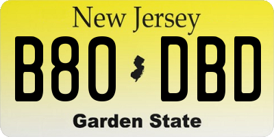 NJ license plate B80DBD