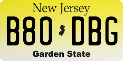 NJ license plate B80DBG