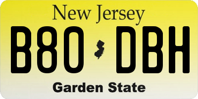 NJ license plate B80DBH