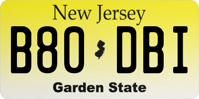 NJ license plate B80DBI