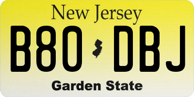 NJ license plate B80DBJ