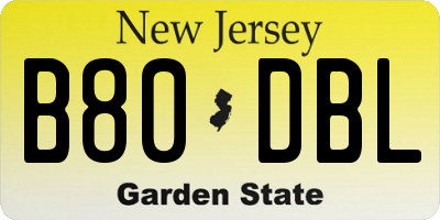 NJ license plate B80DBL