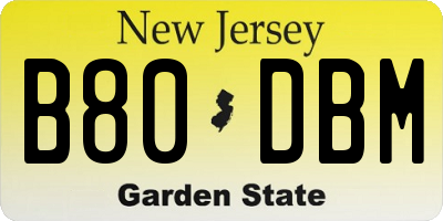 NJ license plate B80DBM