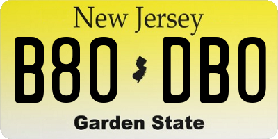 NJ license plate B80DBO