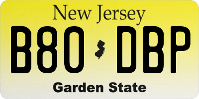 NJ license plate B80DBP