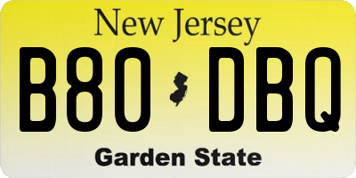 NJ license plate B80DBQ