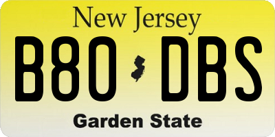 NJ license plate B80DBS