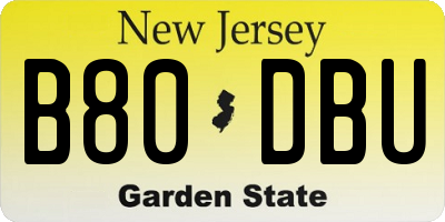 NJ license plate B80DBU