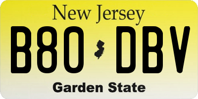 NJ license plate B80DBV