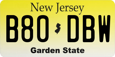 NJ license plate B80DBW