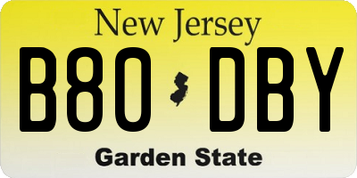 NJ license plate B80DBY