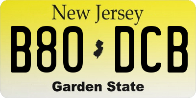 NJ license plate B80DCB