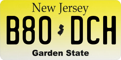 NJ license plate B80DCH