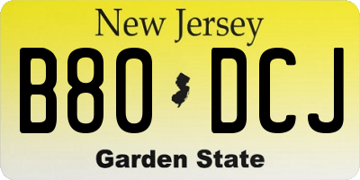 NJ license plate B80DCJ