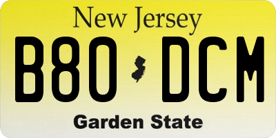 NJ license plate B80DCM