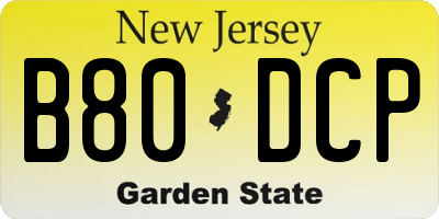 NJ license plate B80DCP