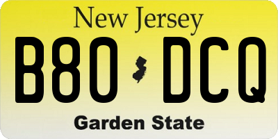 NJ license plate B80DCQ