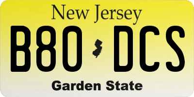 NJ license plate B80DCS