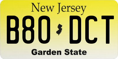 NJ license plate B80DCT