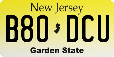 NJ license plate B80DCU