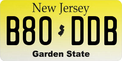 NJ license plate B80DDB