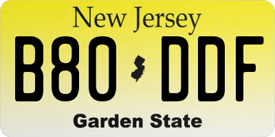 NJ license plate B80DDF