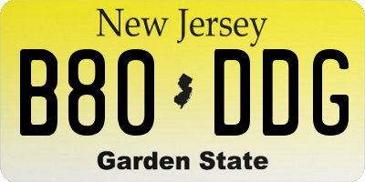 NJ license plate B80DDG